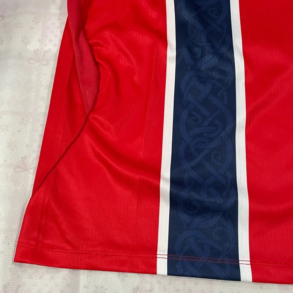 Nike Red Norwegian Soccer Jersey with Navy Cross